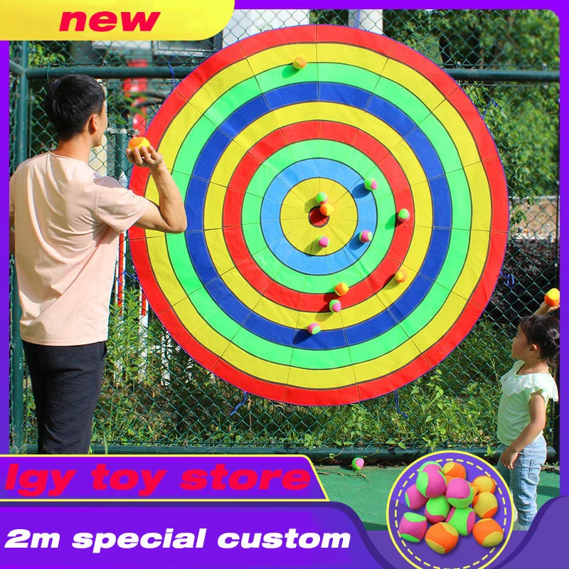 Dartboard Game Set Round Cloth Dart Board Outdoor Hrowing Sticky Ball Target Toy With 20 Balls for Parent-child Interaction Game