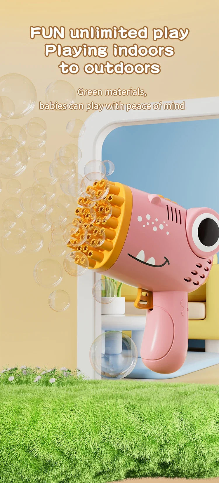 40 Hole Dinosaur Bubble Machine Children's Gift Continuous Bubble Making Wedding Outdoor (Excluding Bubble Liquid and Battery)