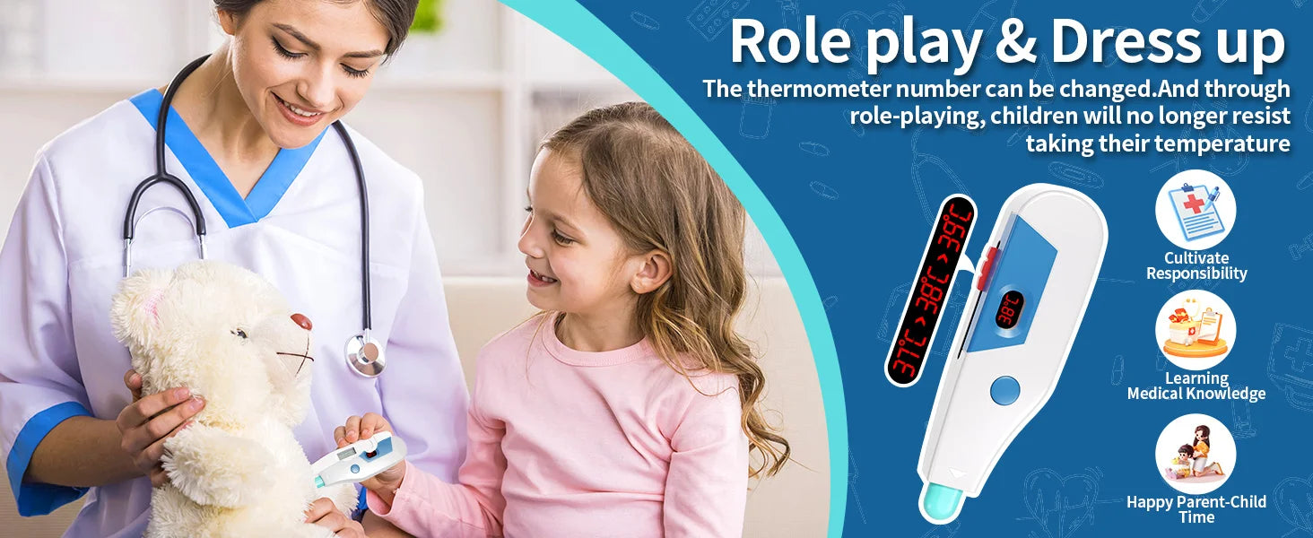 Children's Doctor Toy Simulation Tool Set for Girls with Luggage Rolling Case to Play as Nurse and Give Injections with Stethosc