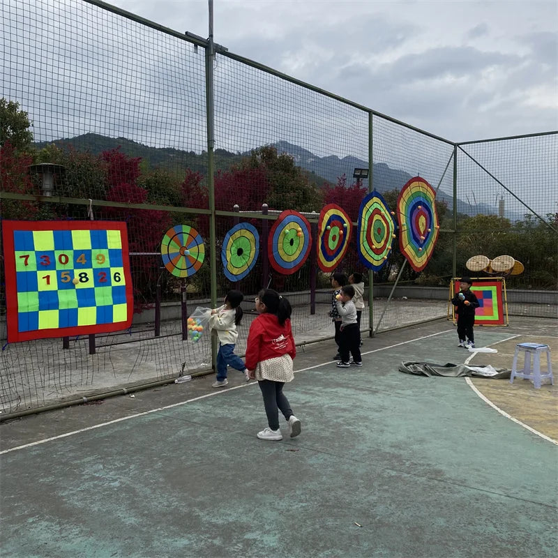 Dartboard Game Set Round Cloth Dart Board Outdoor Hrowing Sticky Ball Target Toy With 20 Balls for Parent-child Interaction Game