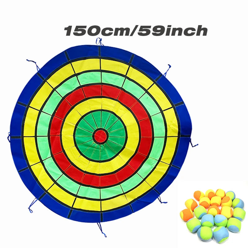 Dartboard Game Set Round Cloth Dart Board Outdoor Hrowing Sticky Ball Target Toy With 20 Balls for Parent-child Interaction Game