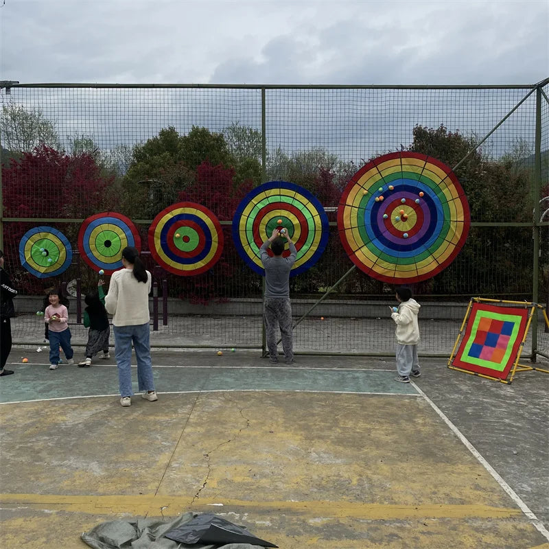 Dartboard Game Set Round Cloth Dart Board Outdoor Hrowing Sticky Ball Target Toy With 20 Balls for Parent-child Interaction Game