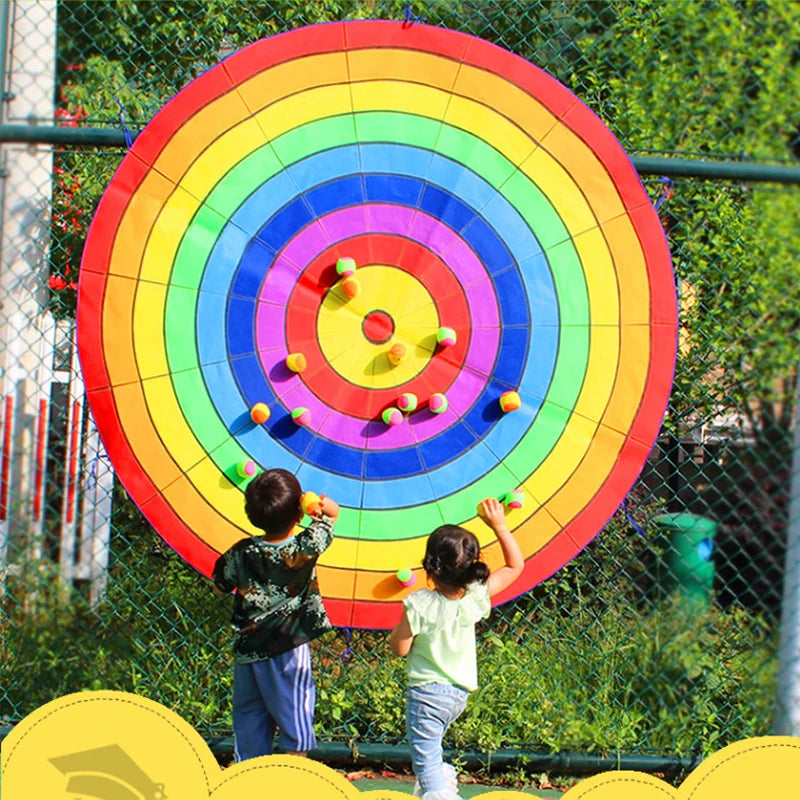 Dartboard Game Set Round Cloth Dart Board Outdoor Hrowing Sticky Ball Target Toy With 20 Balls for Parent-child Interaction Game