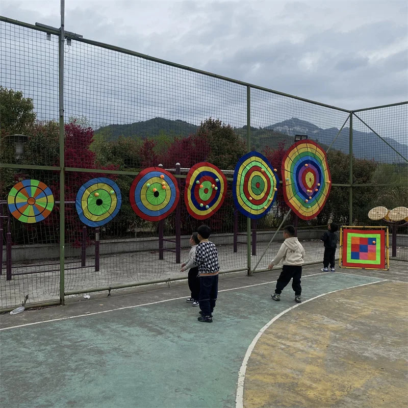 Dartboard Game Set Round Cloth Dart Board Outdoor Hrowing Sticky Ball Target Toy With 20 Balls for Parent-child Interaction Game