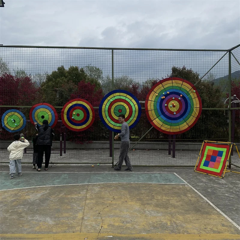 Dartboard Game Set Round Cloth Dart Board Outdoor Hrowing Sticky Ball Target Toy With 20 Balls for Parent-child Interaction Game