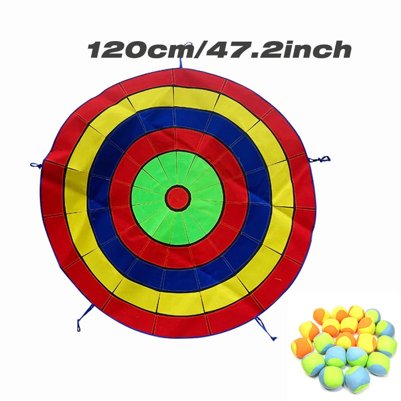 Dartboard Game Set Round Cloth Dart Board Outdoor Hrowing Sticky Ball Target Toy With 20 Balls for Parent-child Interaction Game