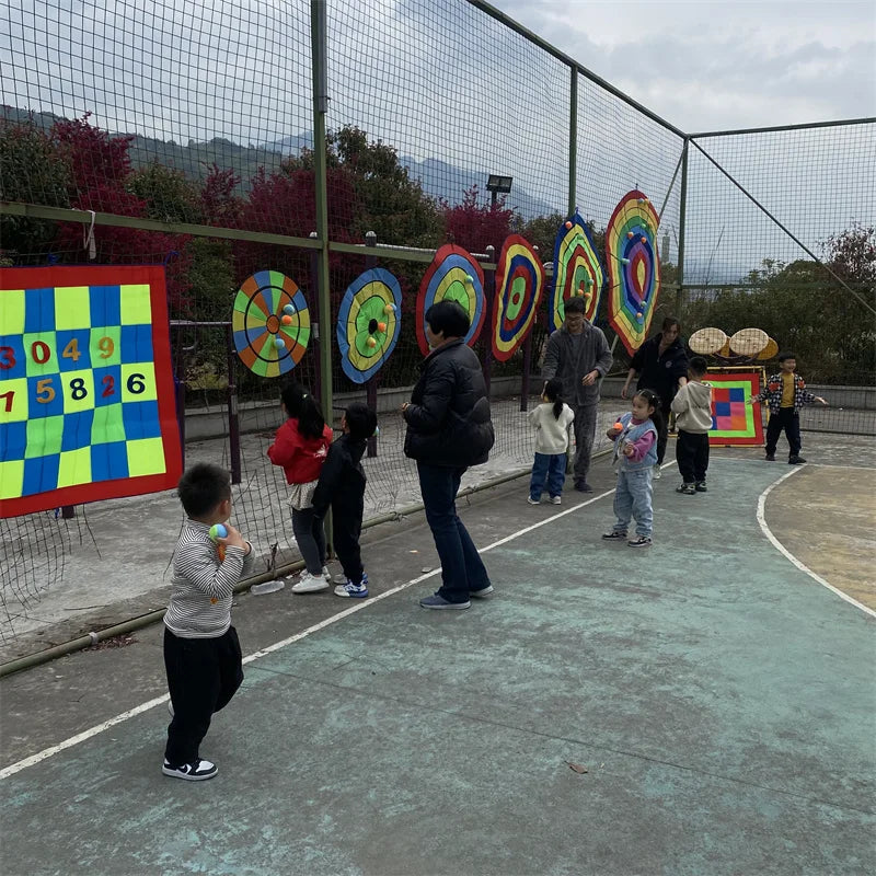 Dartboard Game Set Round Cloth Dart Board Outdoor Hrowing Sticky Ball Target Toy With 20 Balls for Parent-child Interaction Game