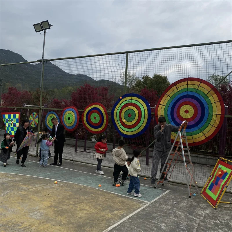 Dartboard Game Set Round Cloth Dart Board Outdoor Hrowing Sticky Ball Target Toy With 20 Balls for Parent-child Interaction Game