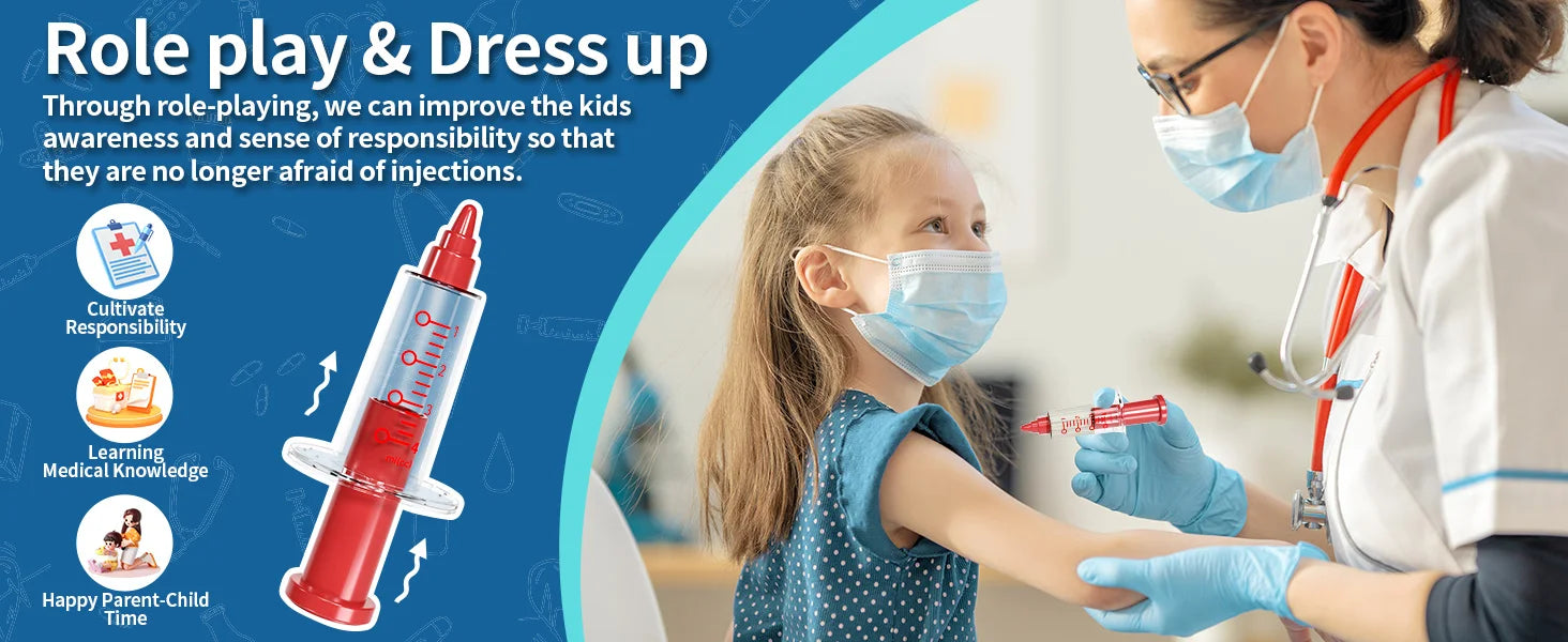 Children's Doctor Toy Simulation Tool Set for Girls with Luggage Rolling Case to Play as Nurse and Give Injections with Stethosc