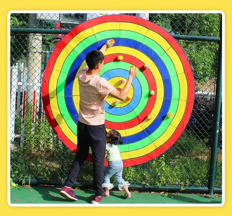 Dartboard Game Set Round Cloth Dart Board Outdoor Hrowing Sticky Ball Target Toy With 20 Balls for Parent-child Interaction Game